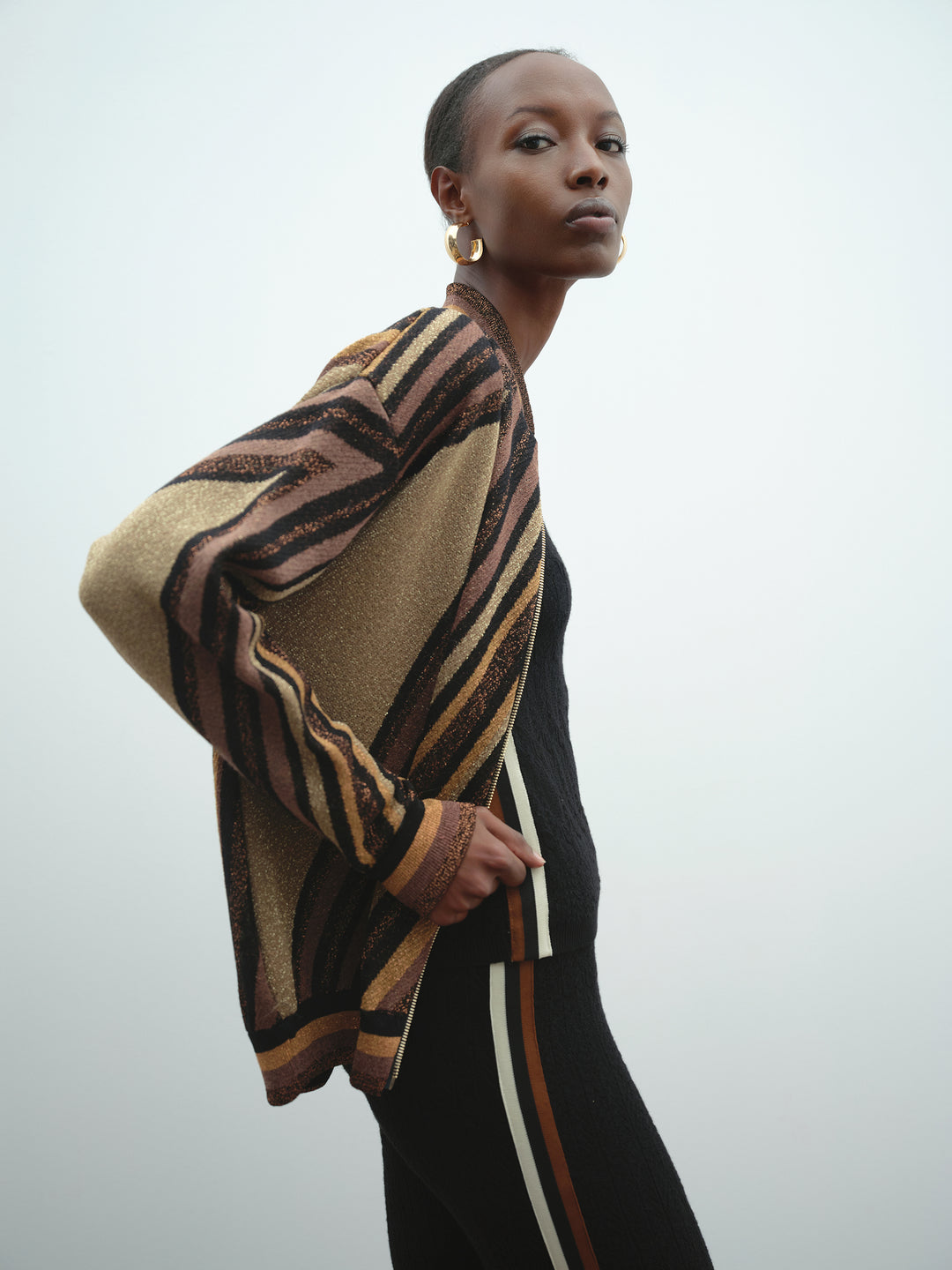 Bomber AKEP in maglia riga diagonale