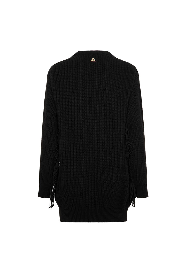 Cardigan AKEP in maglia punto pannocchia con frange