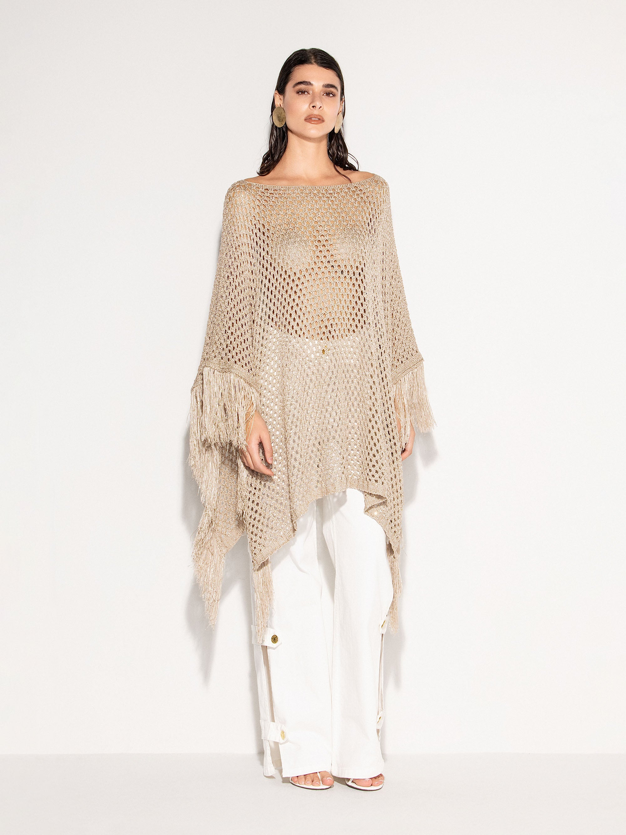 Mantella AKEP con frange e linea fluida