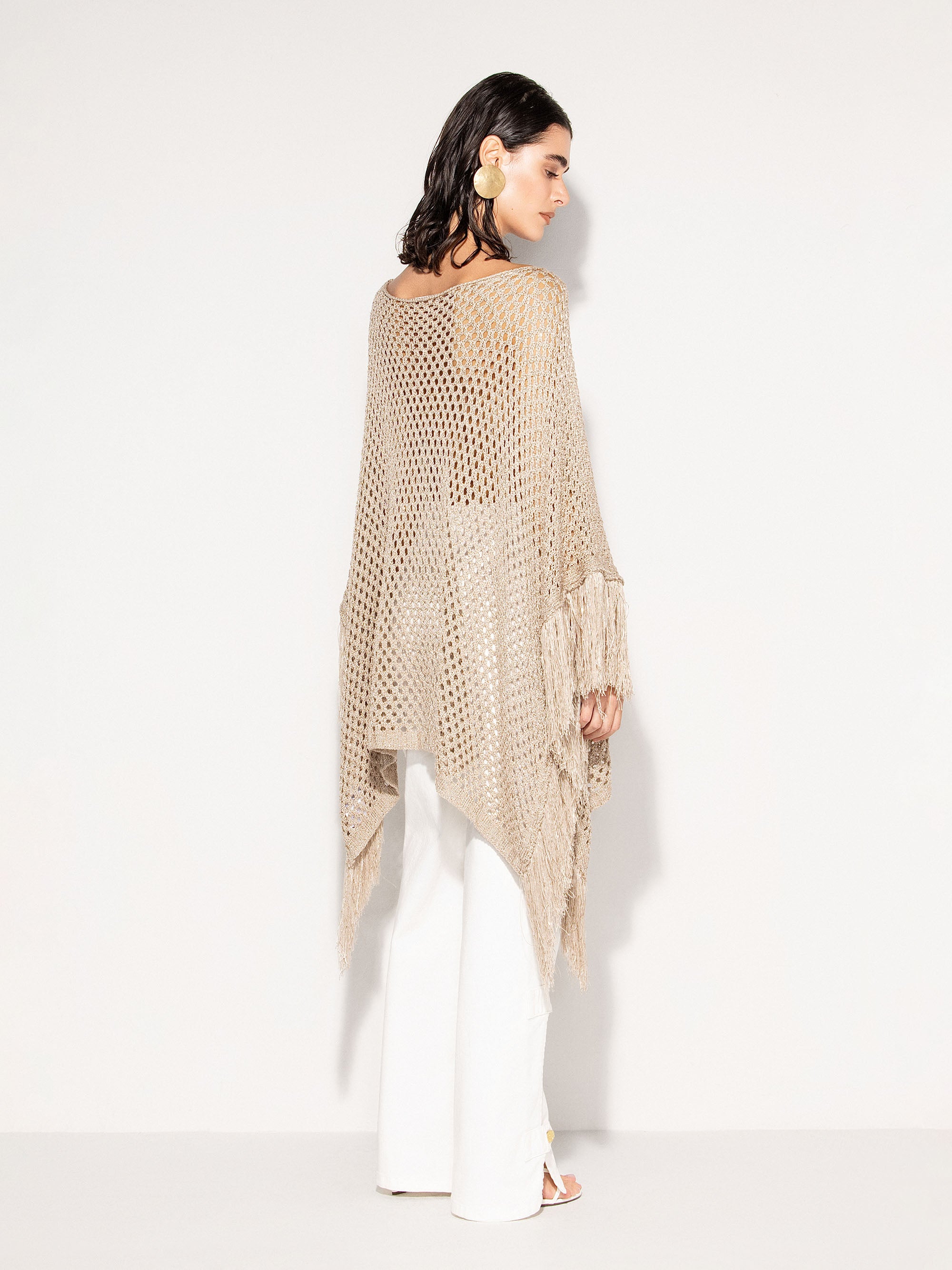 Mantella AKEP con frange e linea fluida