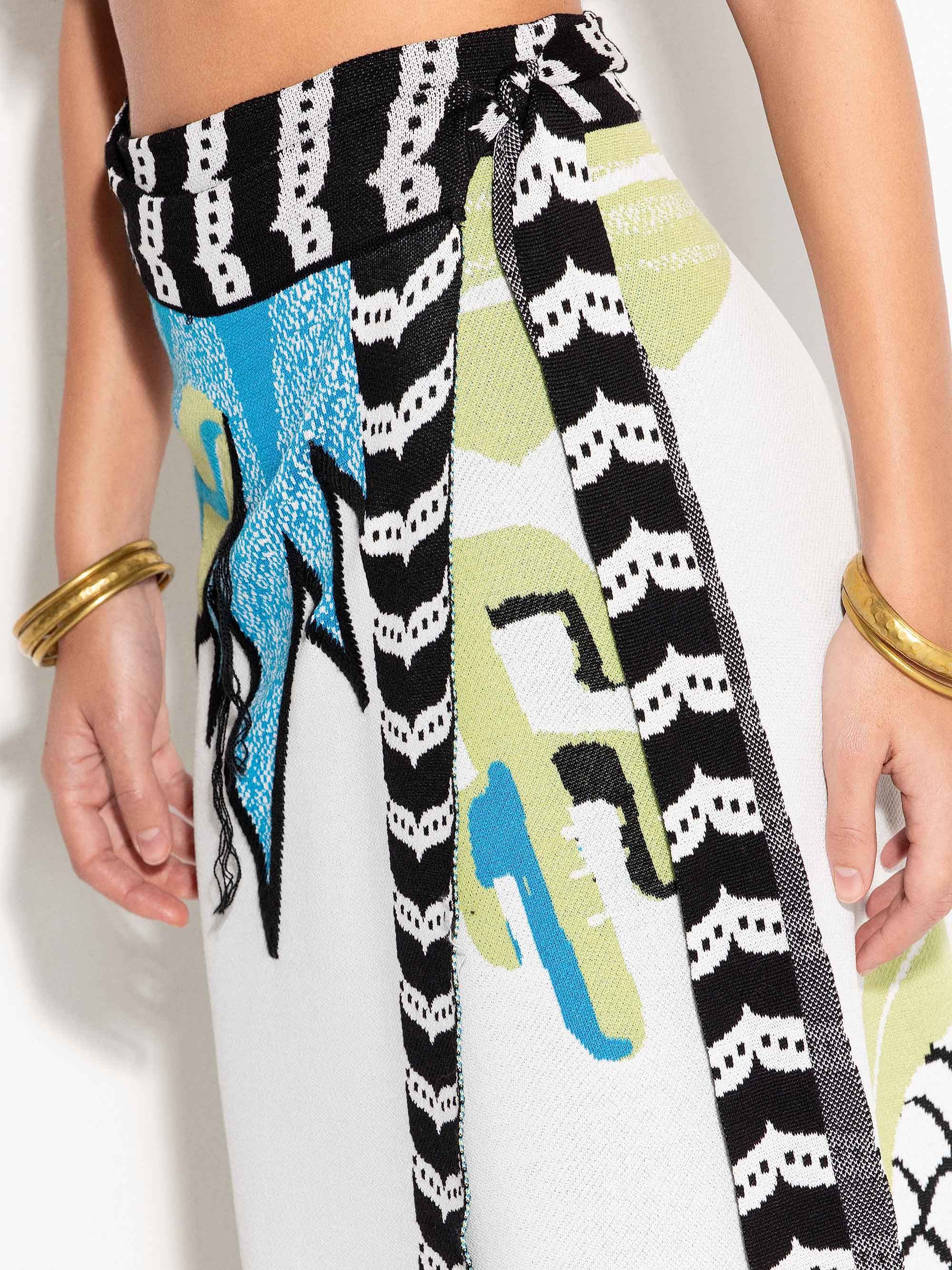 Gonna lunga AKEP con fantasia grafica multicolor