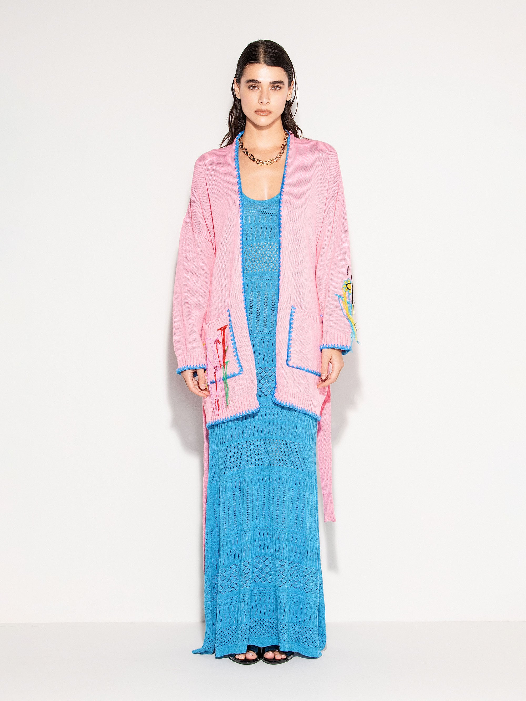 Cardigan lungo AKEP aperto con linea oversize