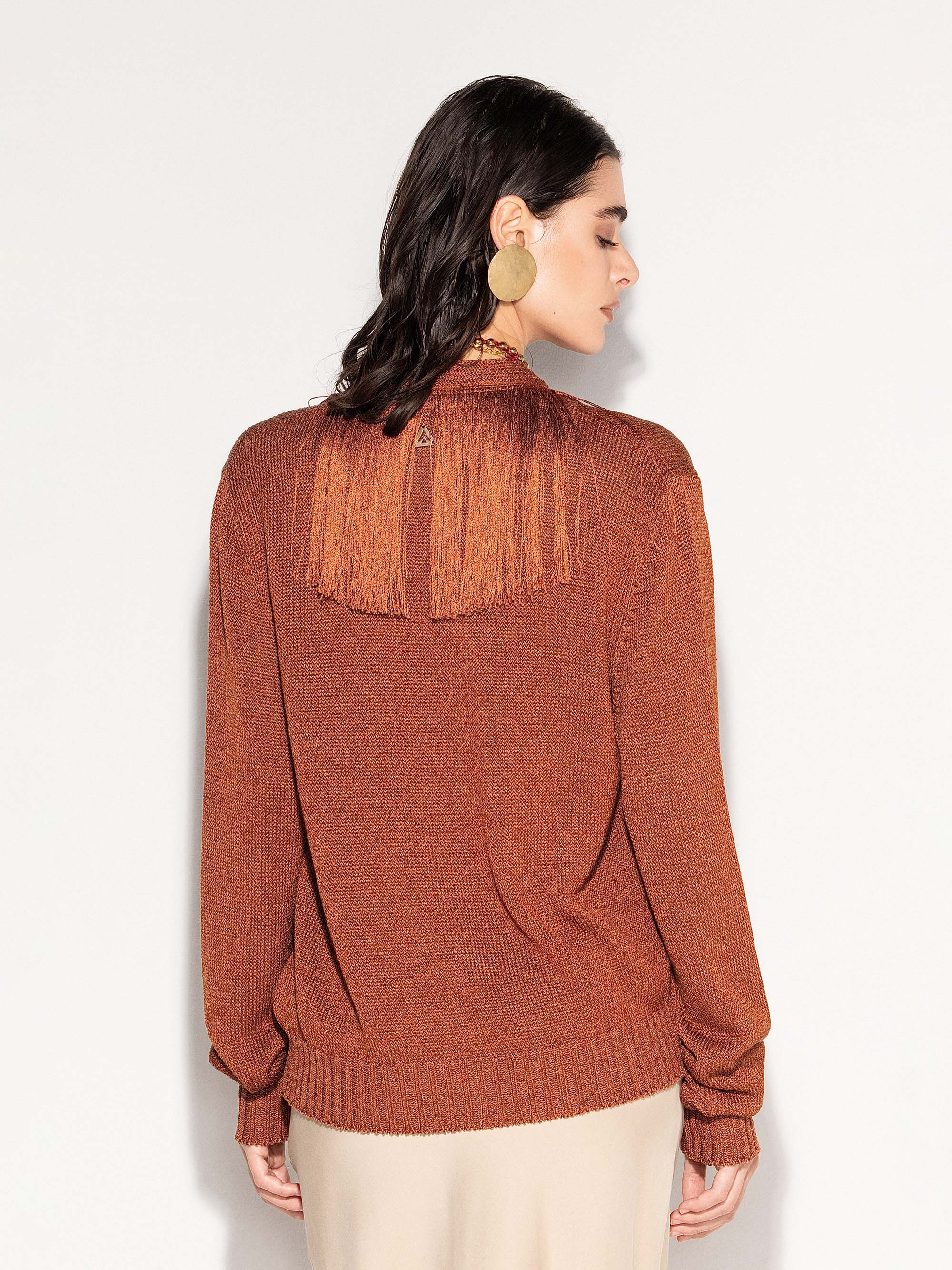 Cardigan AKEP con scollo profondo e frange