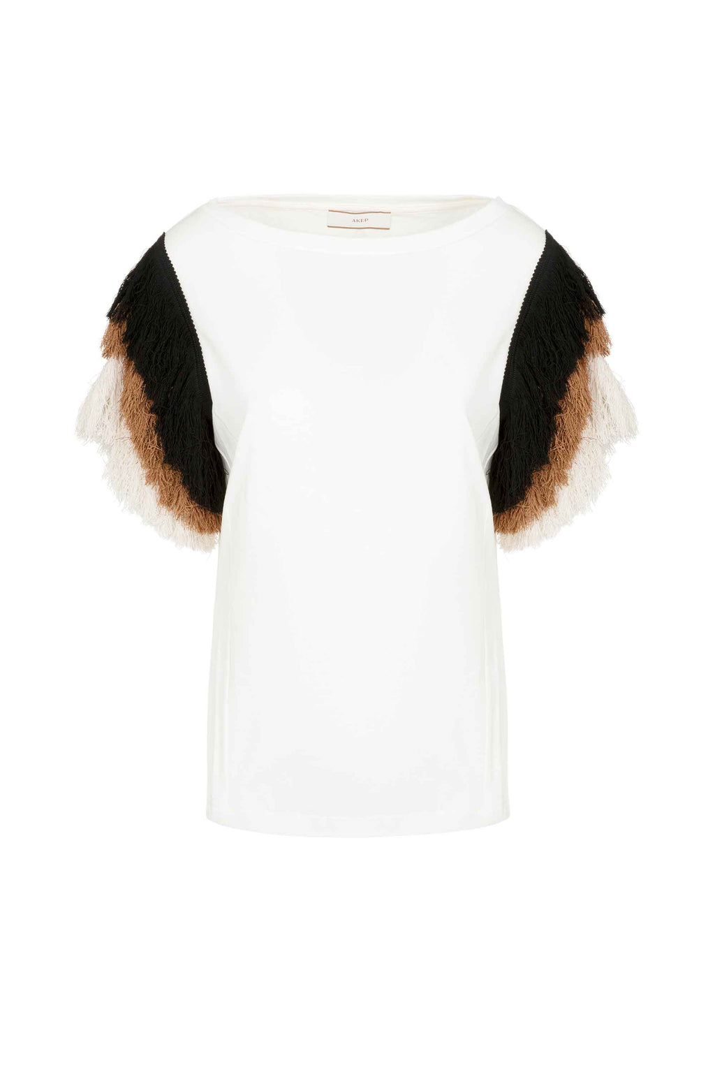 T-shirt con maniche frangiate multicolor AKEP