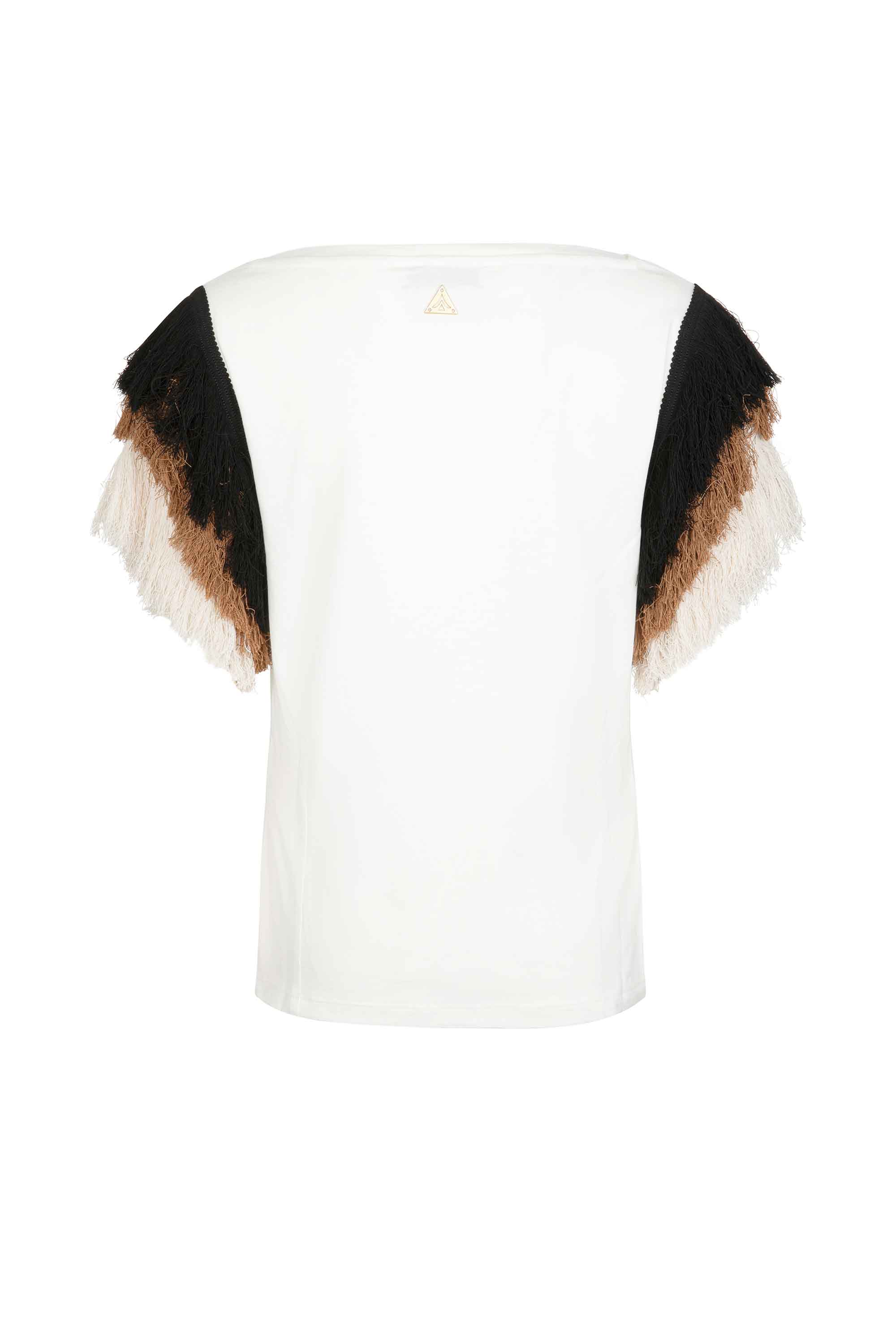 T-shirt con maniche frangiate multicolor AKEP