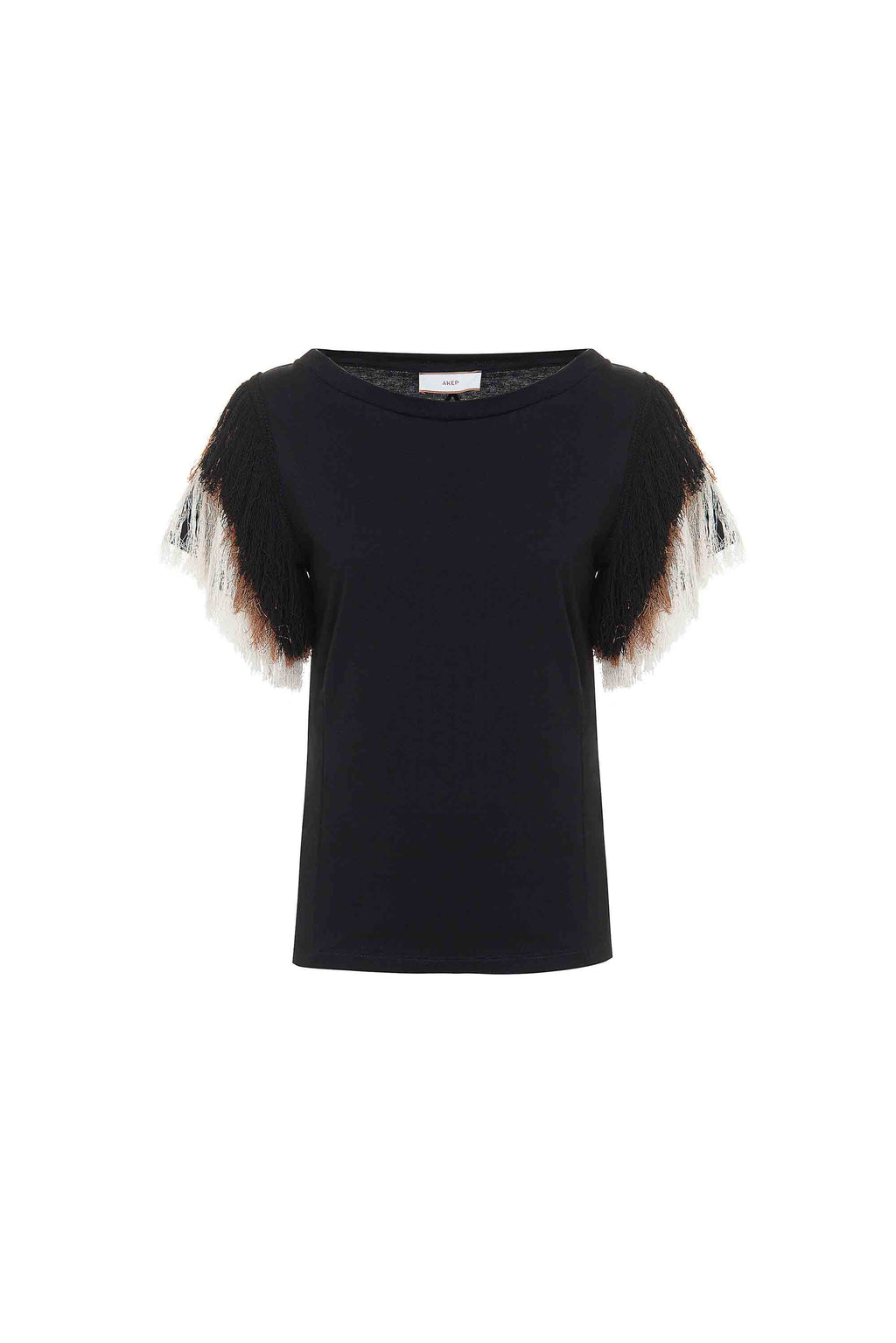 T-shirt con maniche frangiate multicolor AKEP