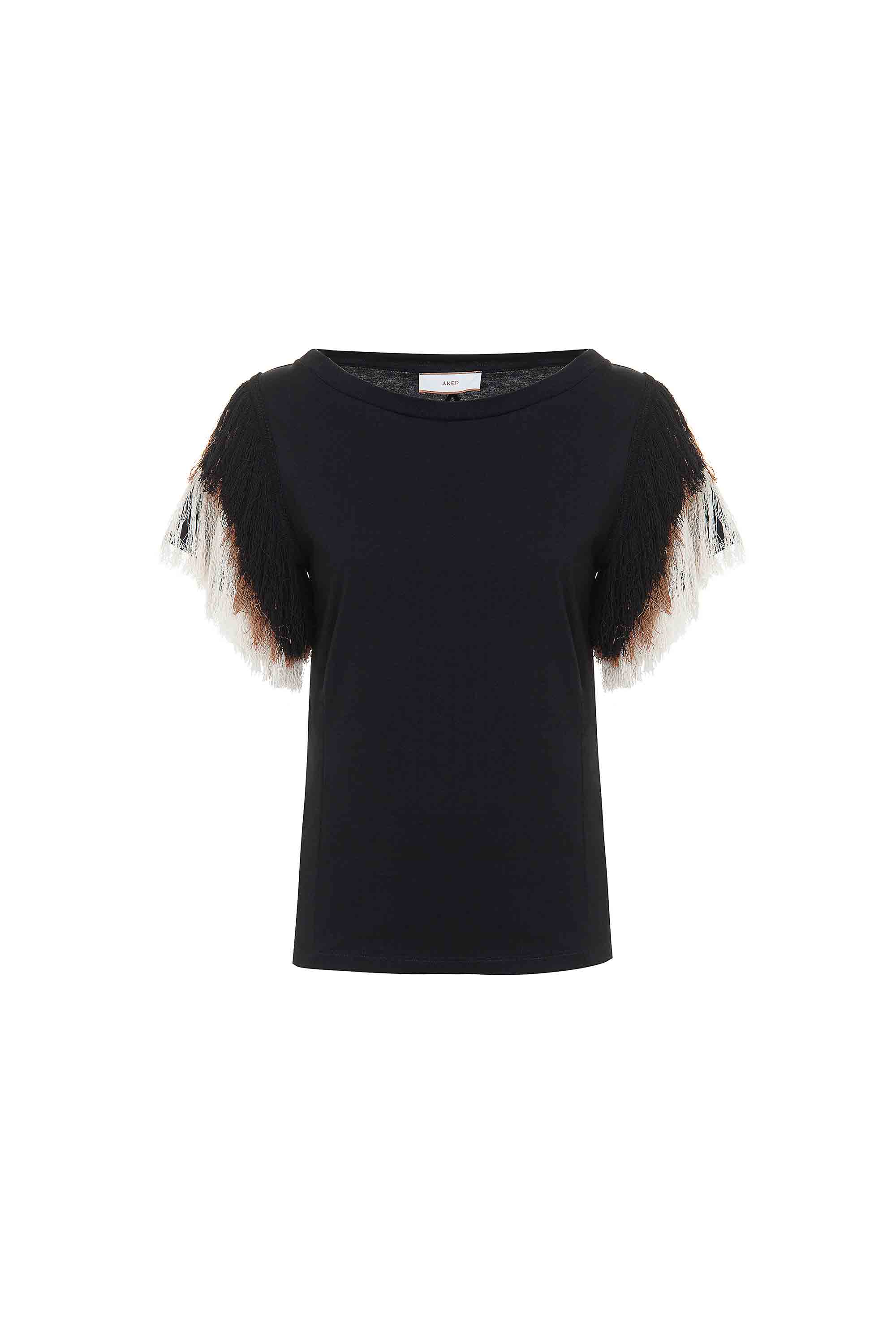 T-shirt con maniche frangiate multicolor AKEP