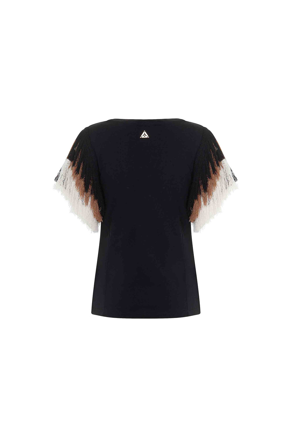 T-shirt con maniche frangiate multicolor AKEP