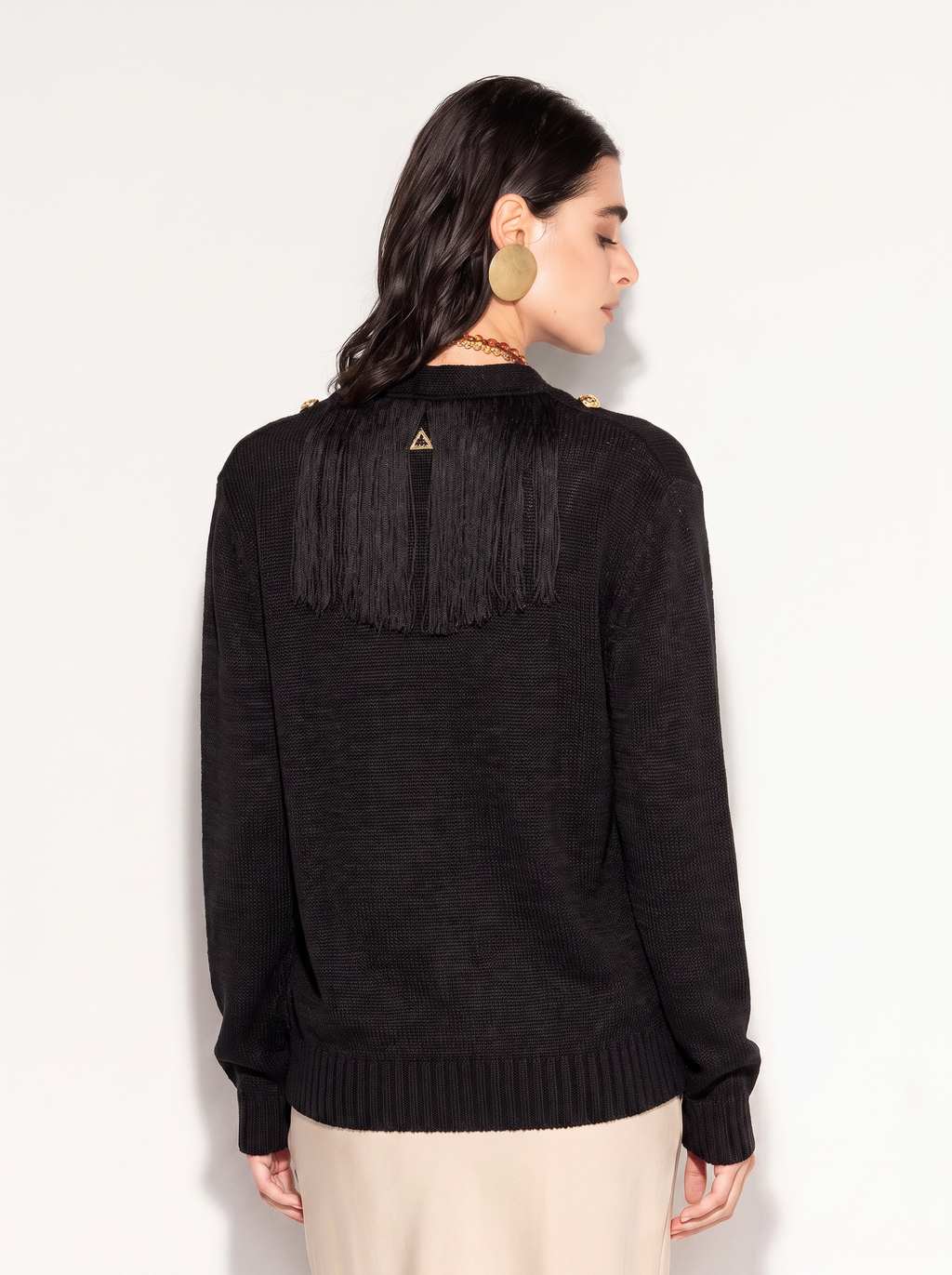 Cardigan AKEP con scollo profondo e frange