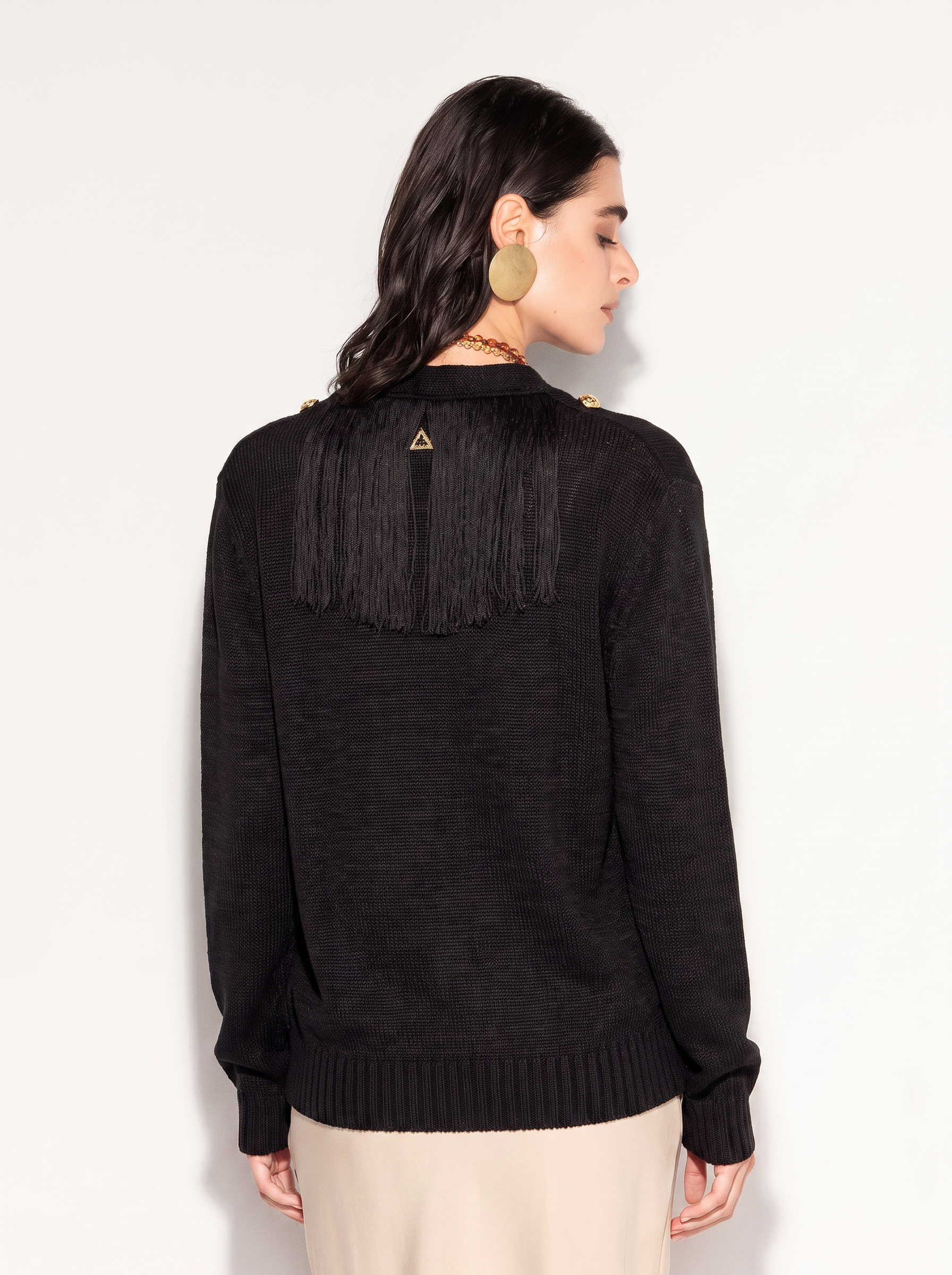 Cardigan AKEP con scollo profondo e frange