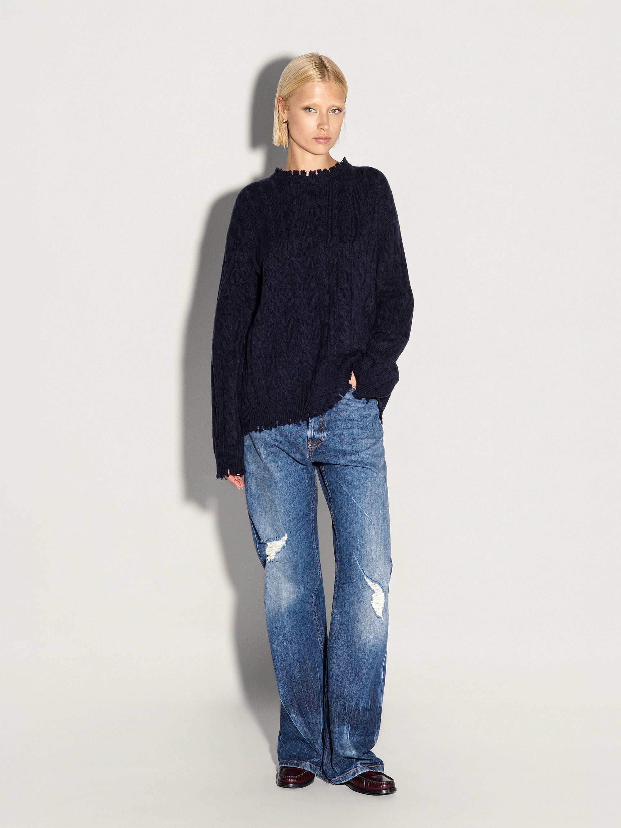 Pullover girocollo AKEP a trecce