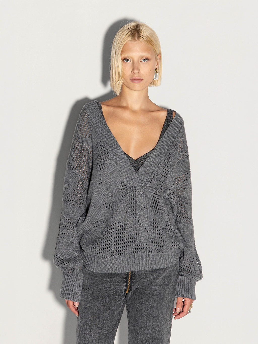 Pullover AKEP scollo a V in cotone e cashmere