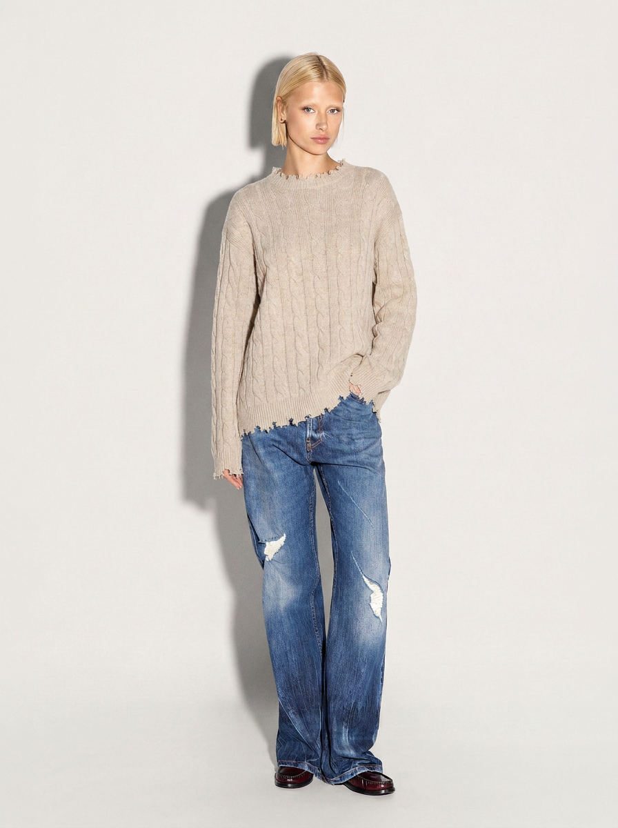 Pullover girocollo AKEP a trecce