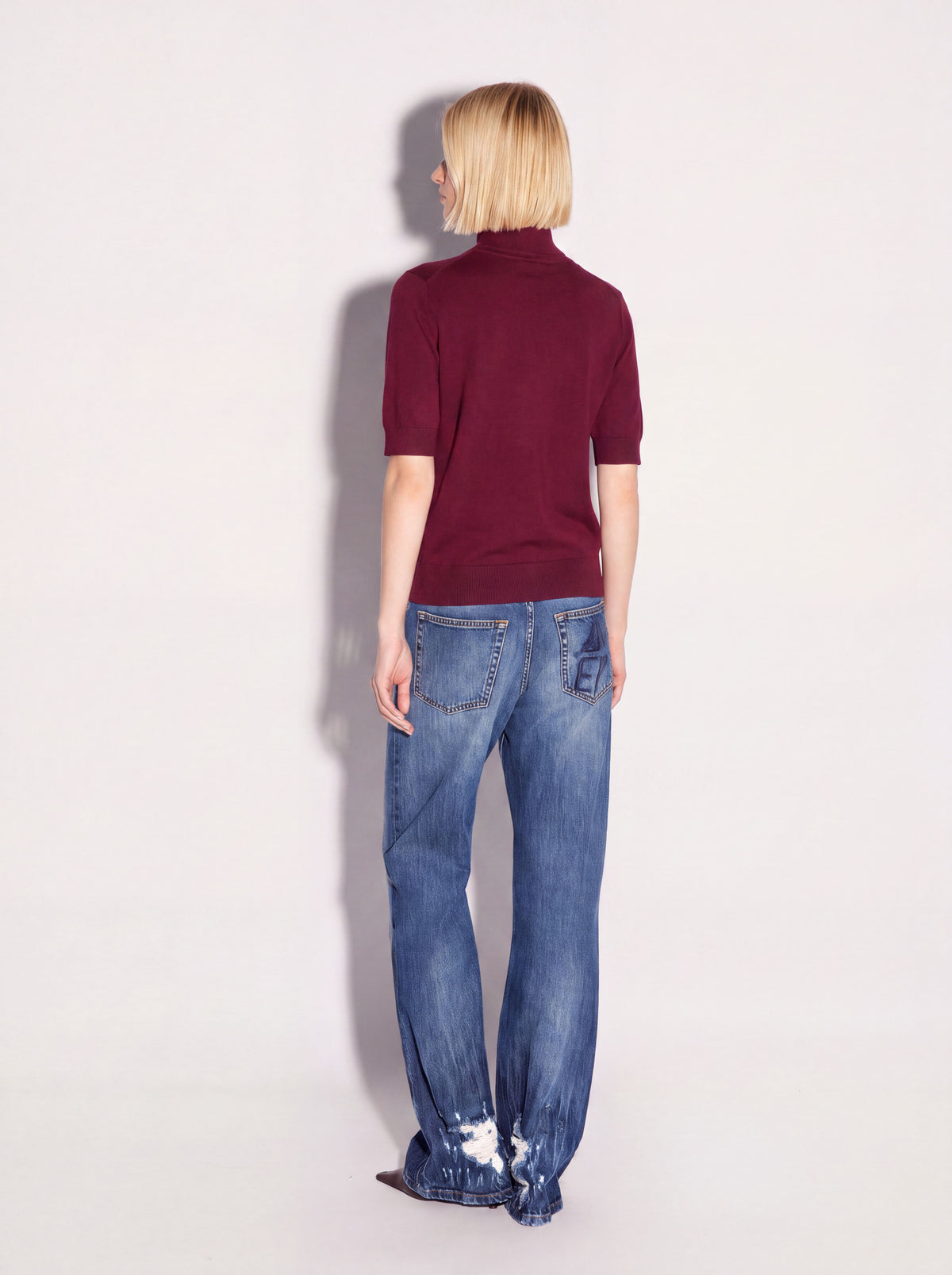 Pullover dolcevita AKEP ricamato manica corta