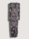 Abito lungo a portafoglio AKEP in maglia jacquard lurex