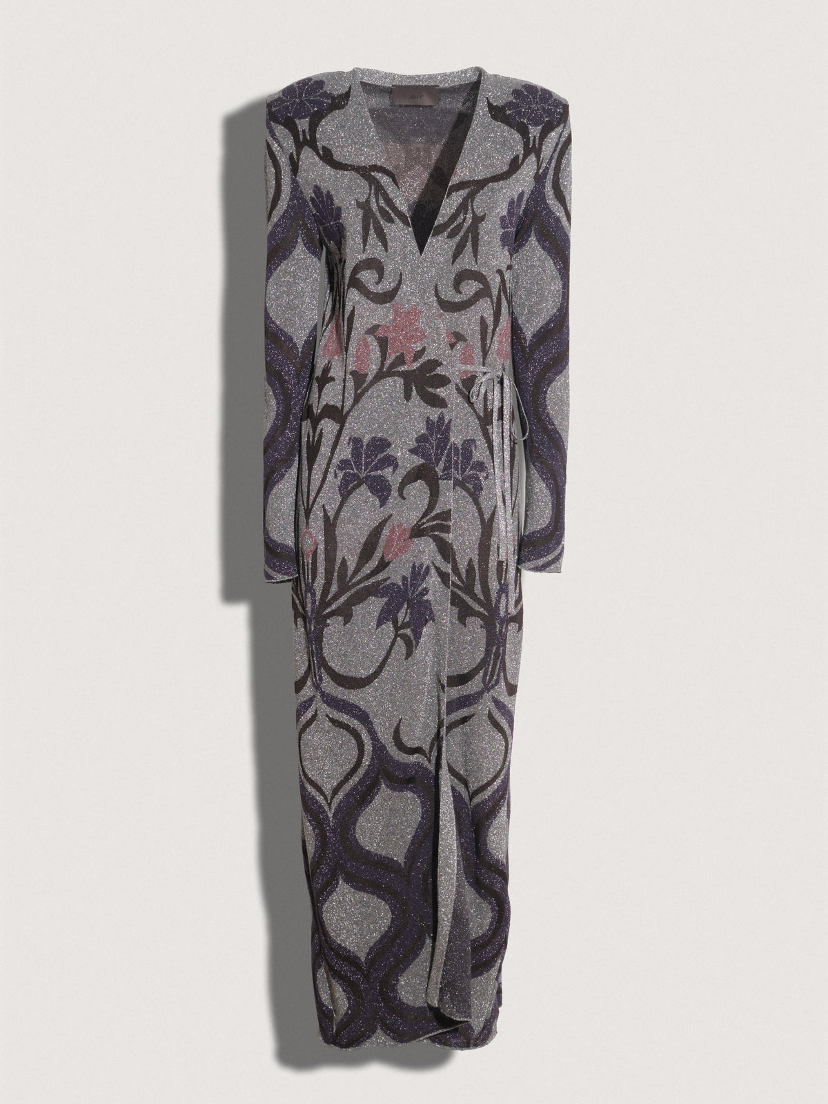 Abito lungo a portafoglio AKEP in maglia jacquard lurex