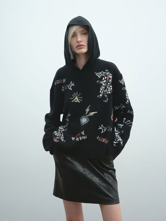 Maglia AKEP con cappuccio e ricami