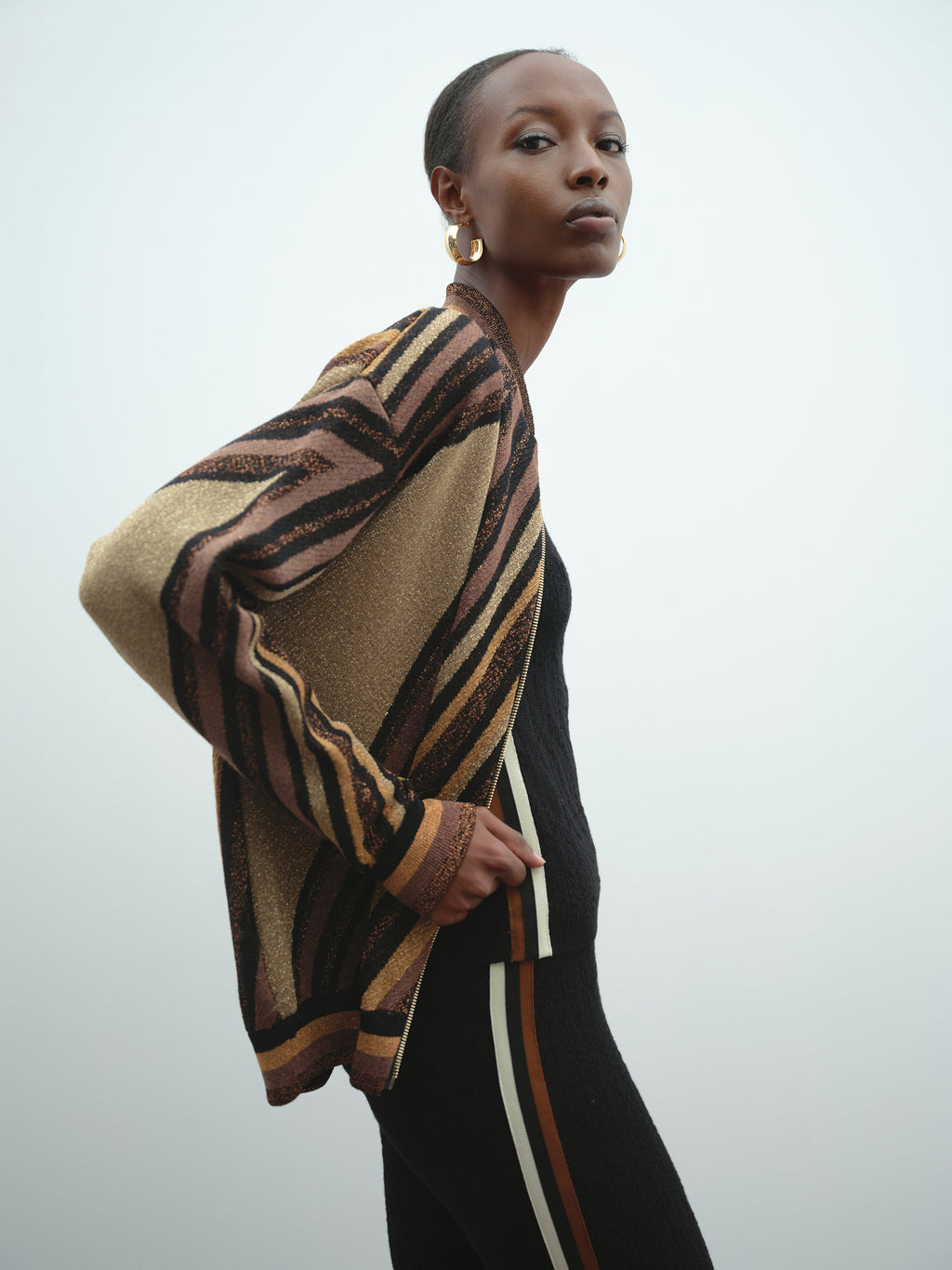 Bomber AKEP in maglia riga diagonale