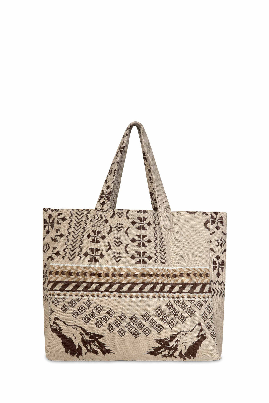 SHOPPING BAG AKEP MISTO LANA JACQUARD SABBIA