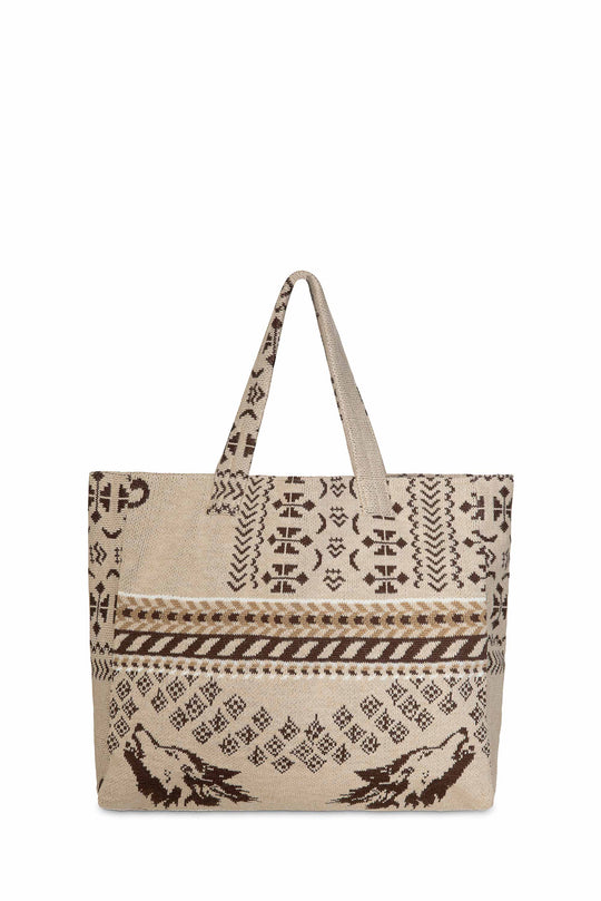 SHOPPING BAG AKEP MISTO LANA JACQUARD SABBIA