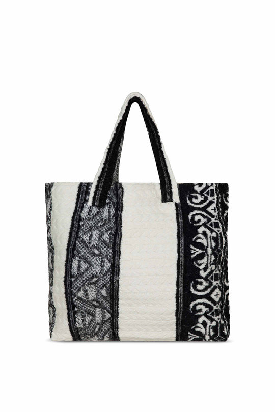 SHOPPING BAG AKEP MISTO LANA JACQUARD WHITE&BLACK