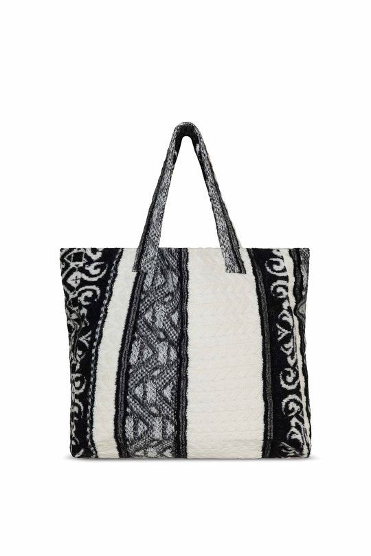 SHOPPING BAG AKEP MISTO LANA JACQUARD WHITE&BLACK