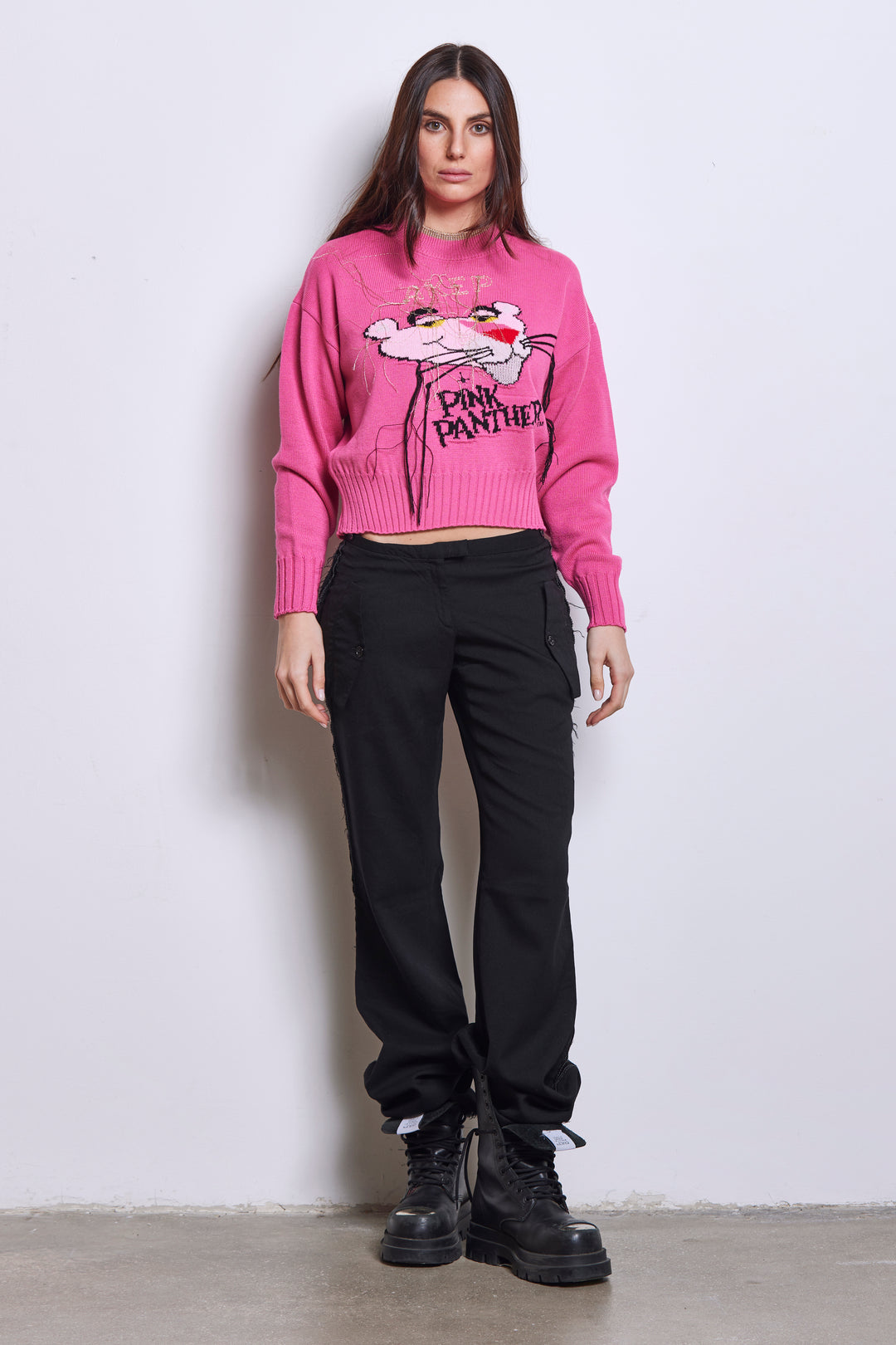 MAGLIONE CROPPED A GIROCOLLO - CAPSULE "AKEP X PINK PANTER"