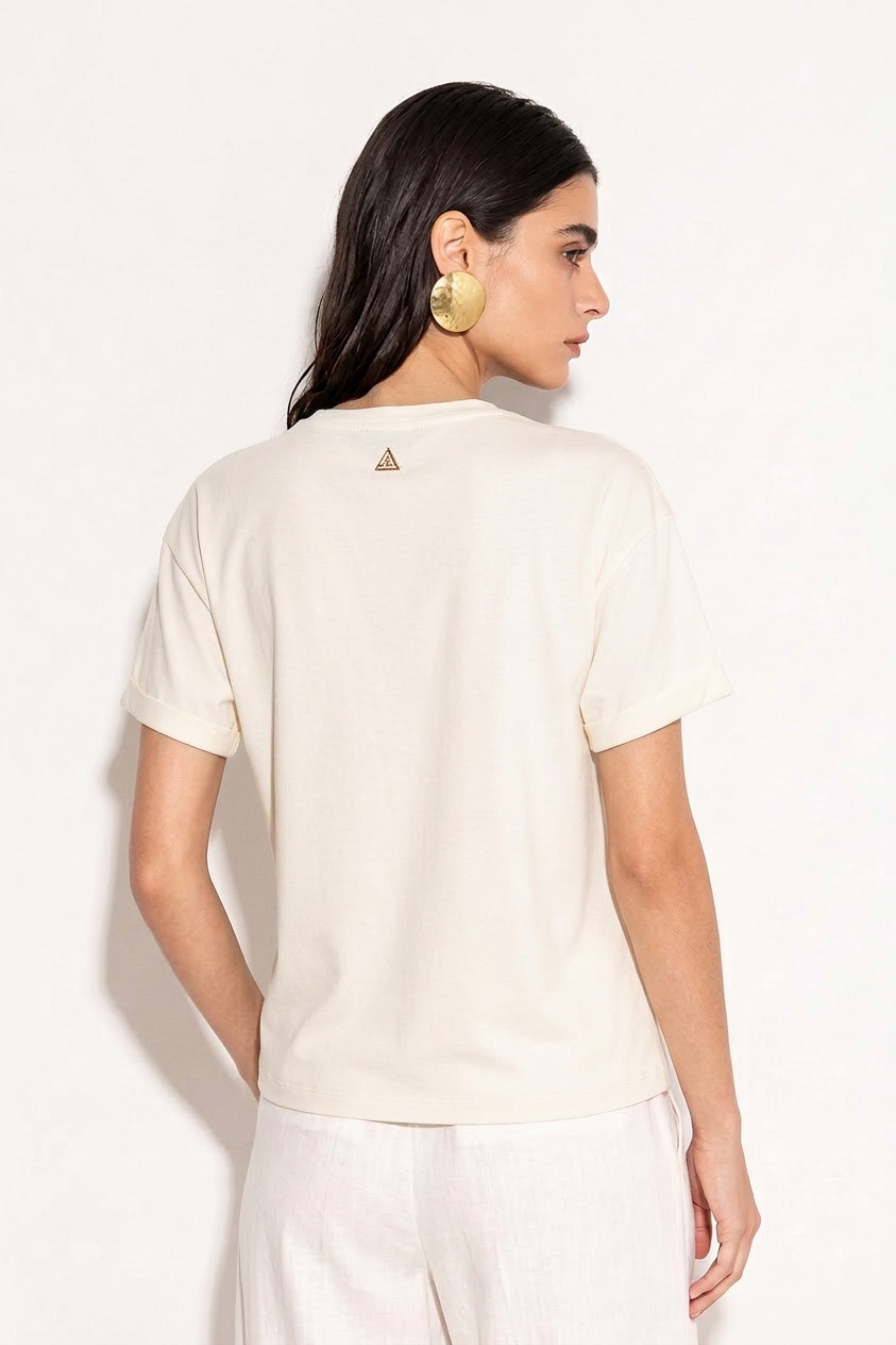 T-shirt con inserto in maglia AKEP