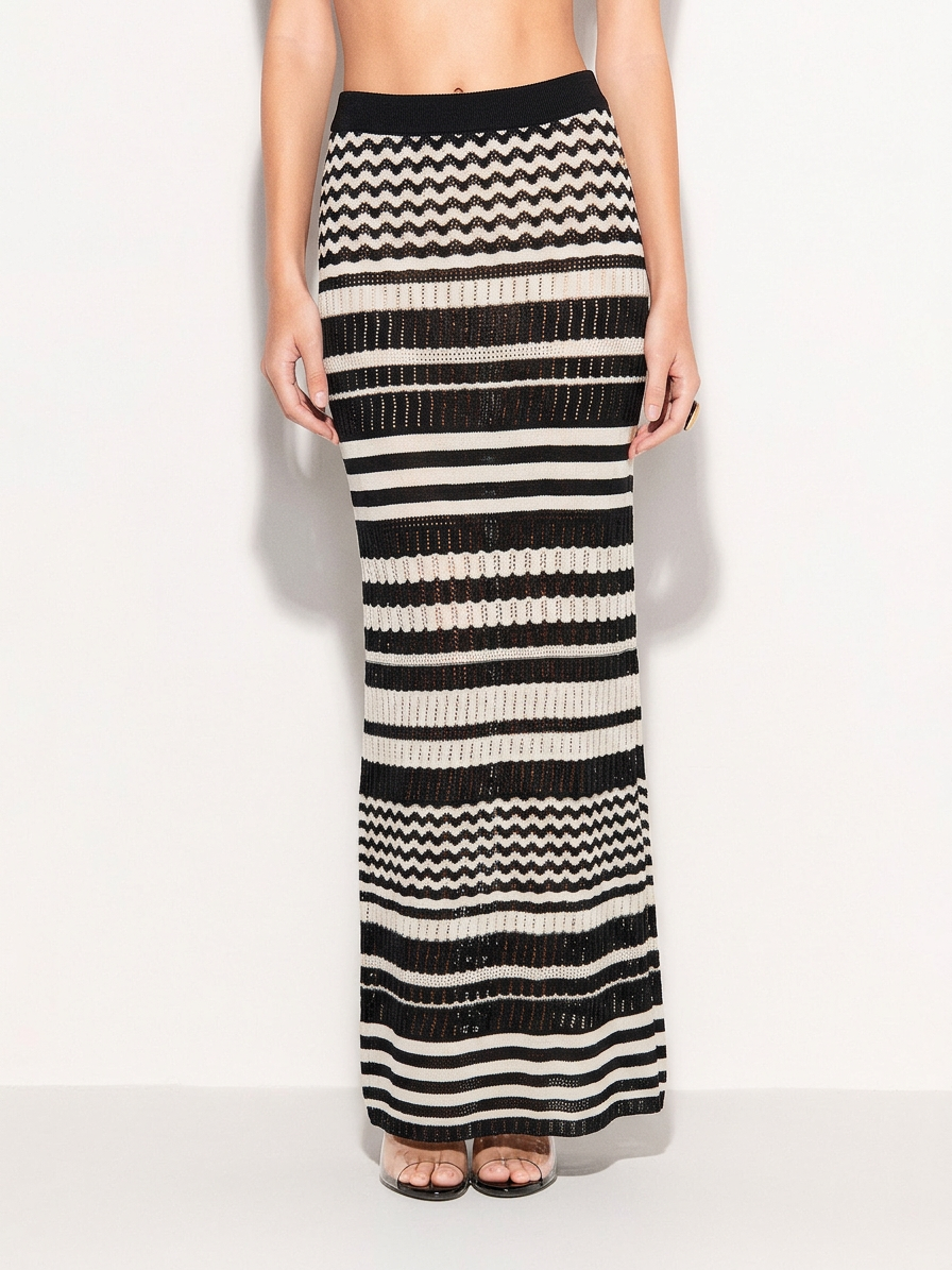 Gonna lunga a righe in maglia AKEP