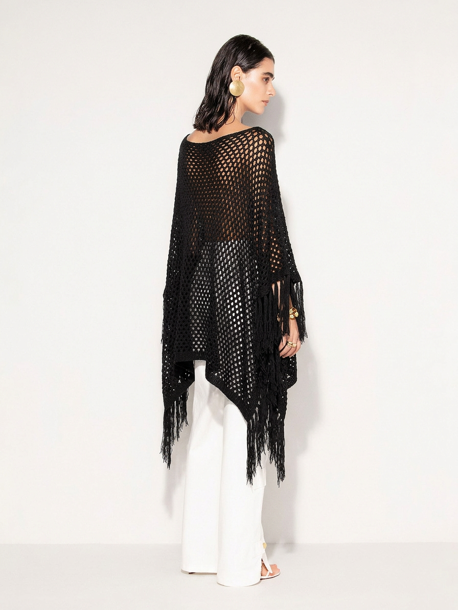 Mantella AKEP con frange e linea fluida