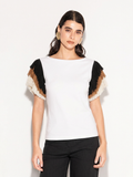 T-shirt con maniche frangiate multicolor AKEP