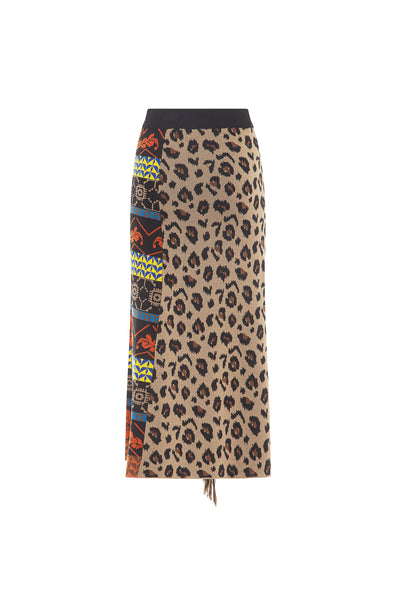 Gonna con stampa animalier e pattern etnico