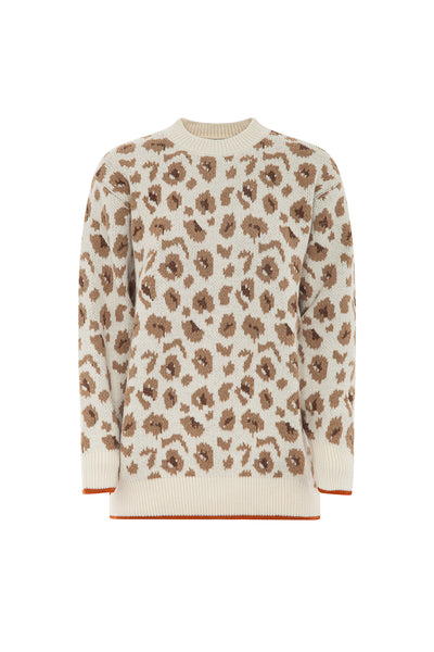 Maxi pull con stampa animalier