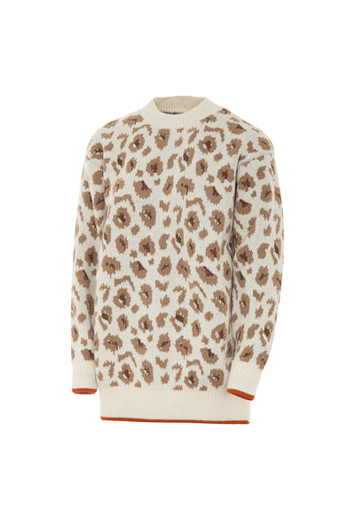 Maxi pull con stampa animalier