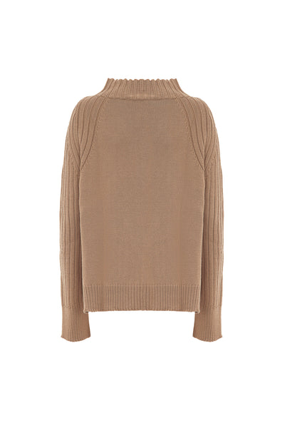 Maglia dolcevita in misto lana con spacchi laterali