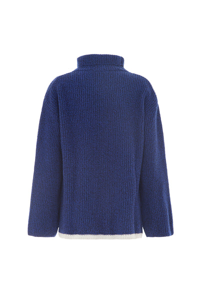 Maglia 100% lana con collo a cratere