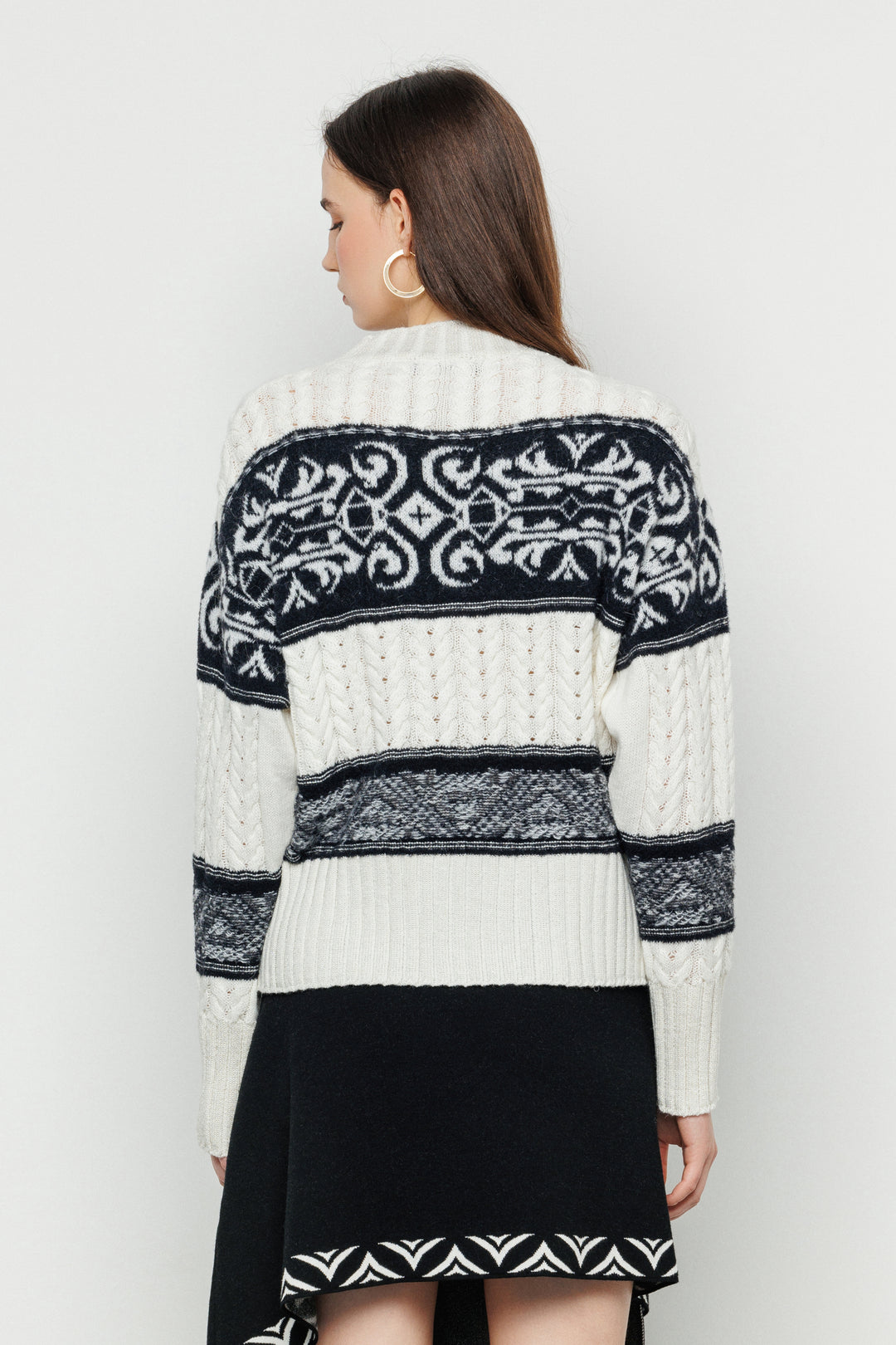 PULLOVER AKEP GIROCOLLO INTRECCIATO CON INSERTI JACQUARD