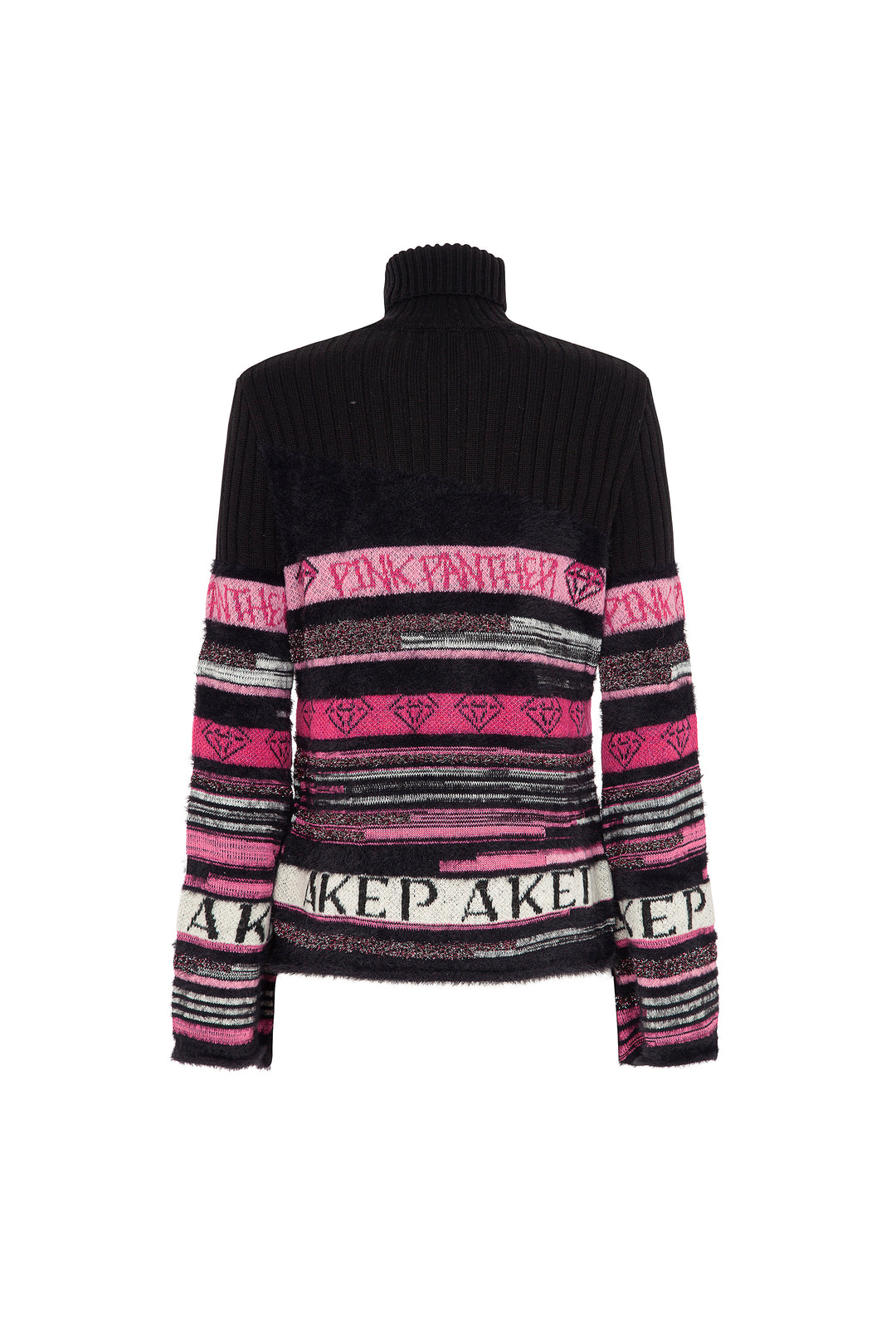 MAGLIONE A COLLO ALTO JACQUARD FANTASIA A RIGHE - CAPSULE "AKEP X PINK PANTER"