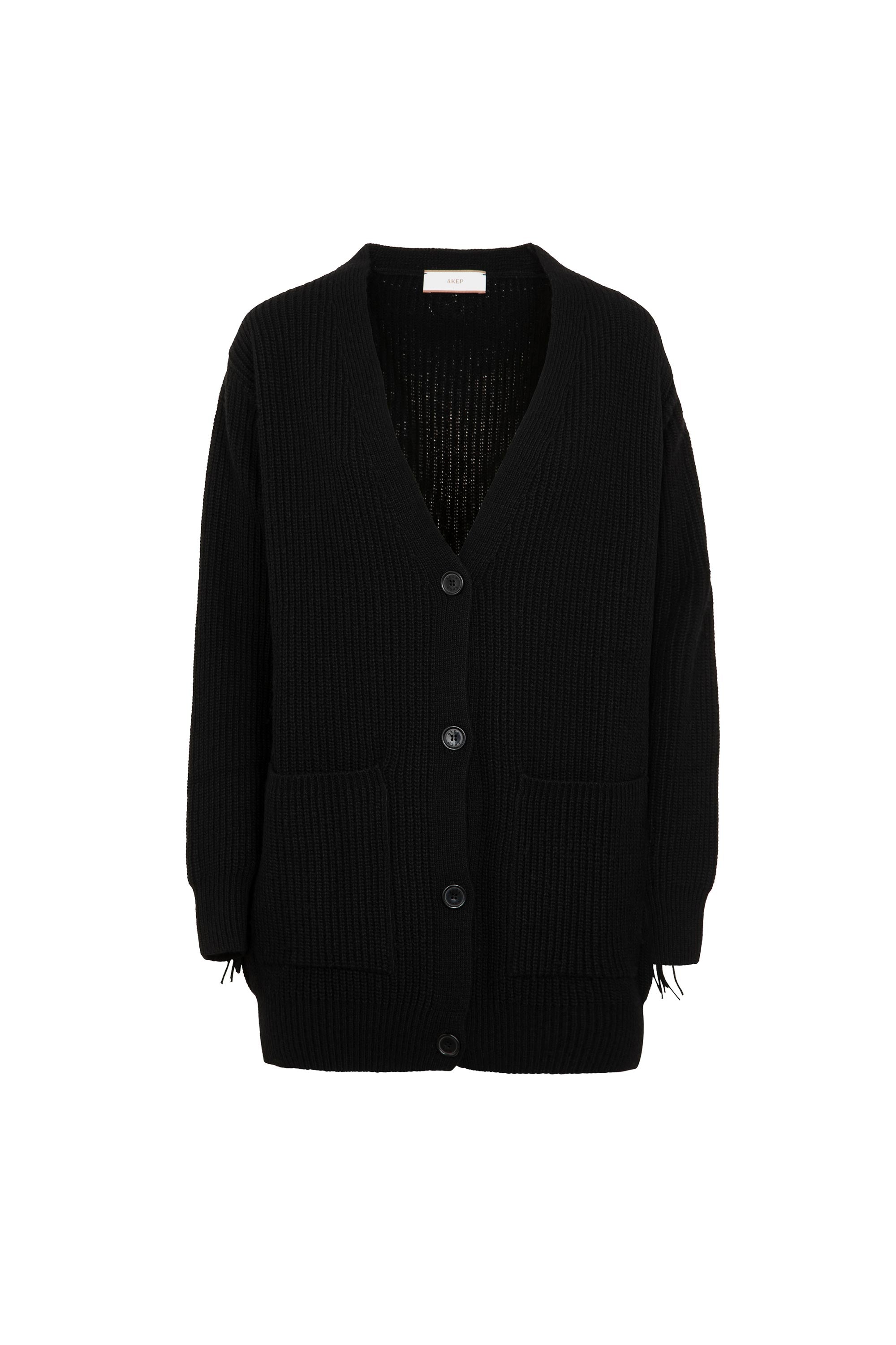 Cardigan AKEP in maglia punto pannocchia con frange