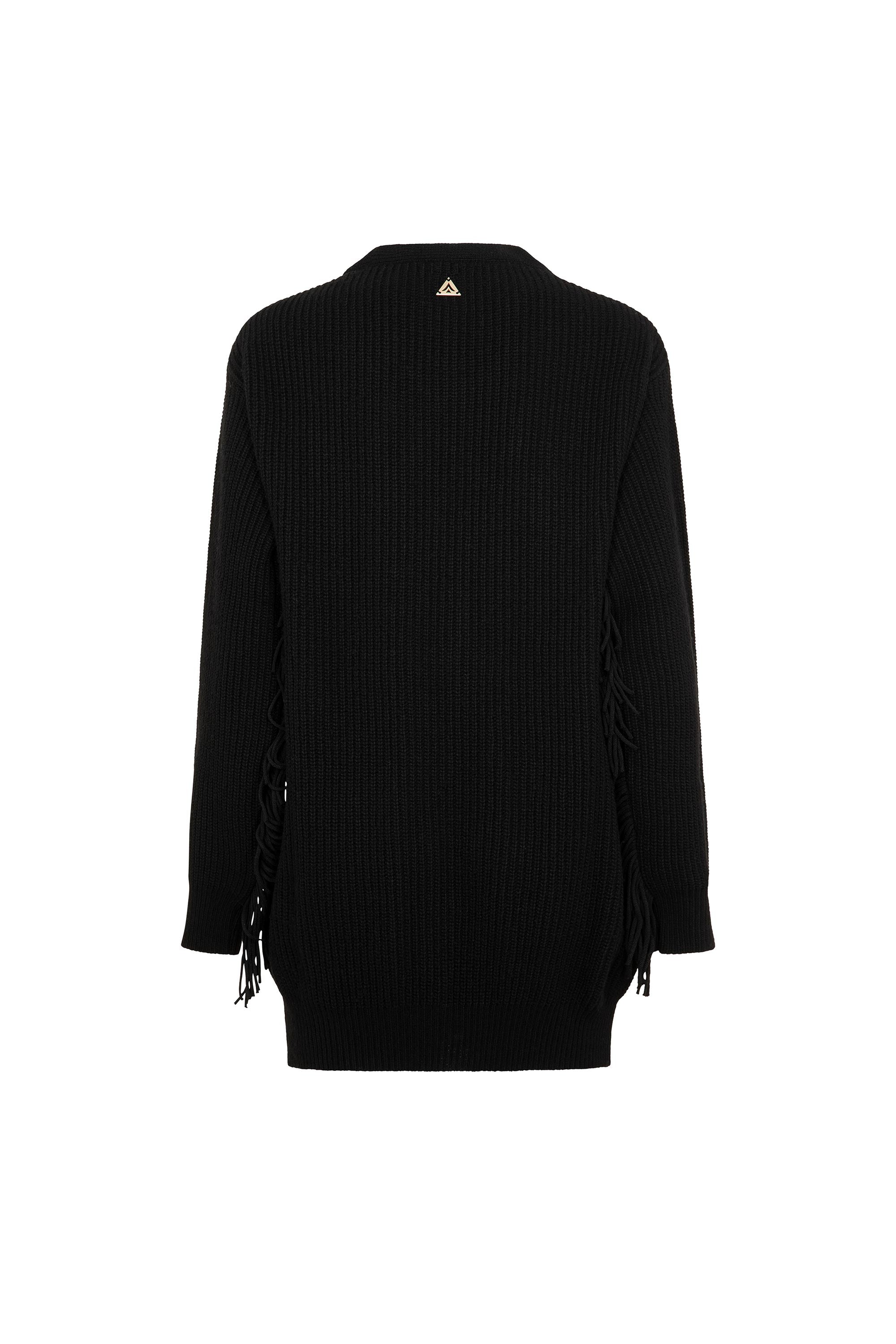 Cardigan AKEP in maglia punto pannocchia con frange