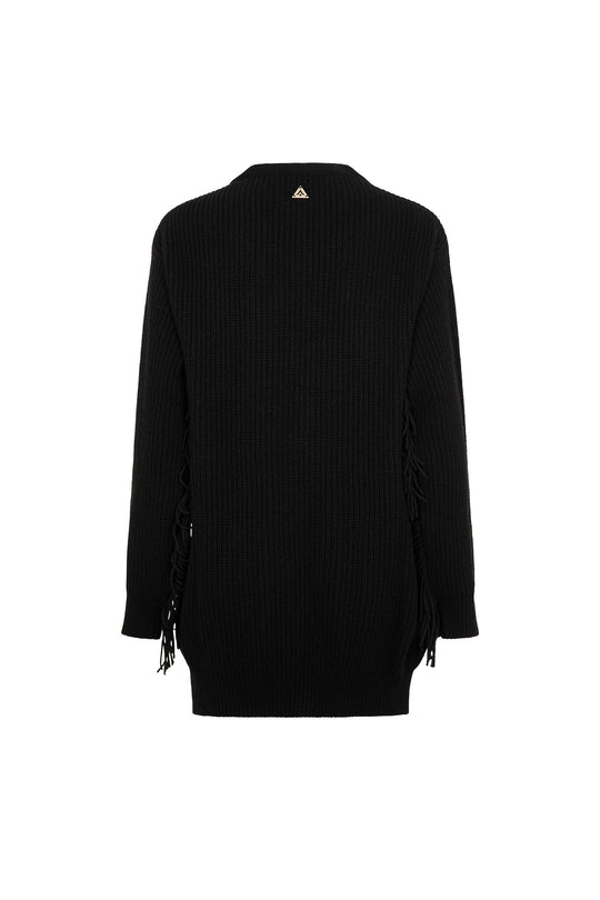 Cardigan AKEP in maglia punto pannocchia con frange