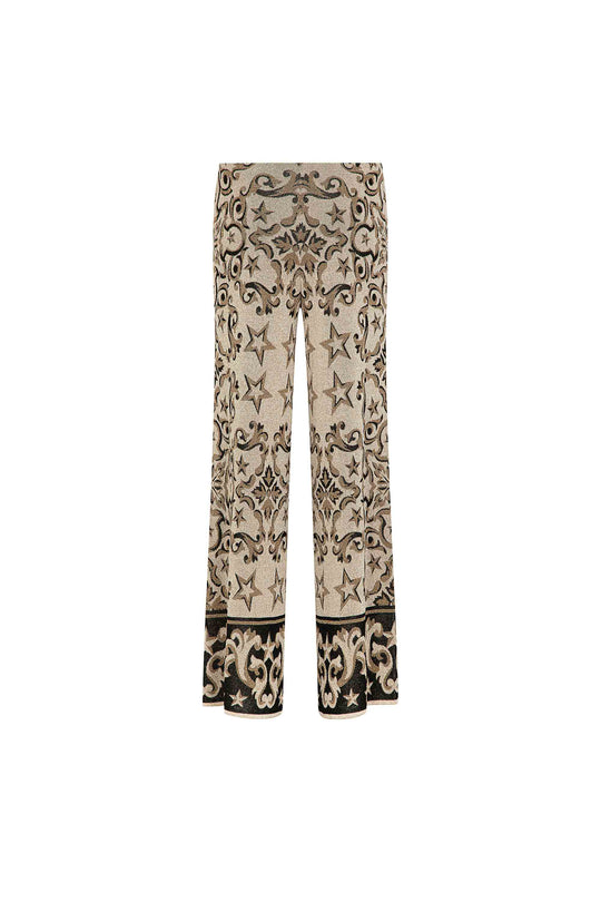 Pantalone AKEP con arabeschi jacquard e dettagli lurex