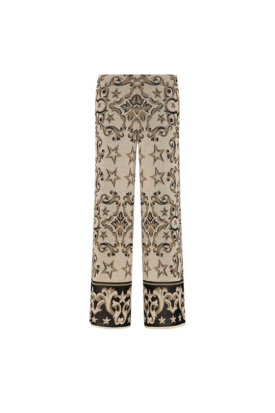 Pantalone AKEP con arabeschi jacquard e dettagli lurex