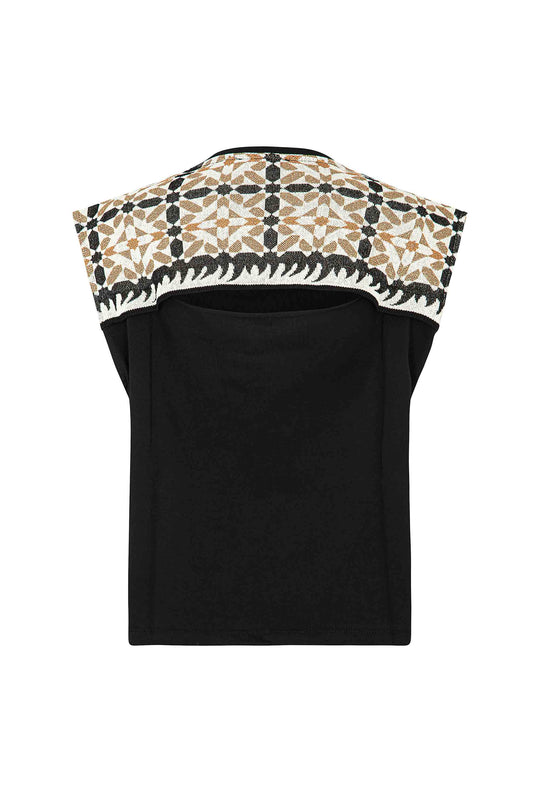 T-shirt AKEP smanicata con spallone jacquard