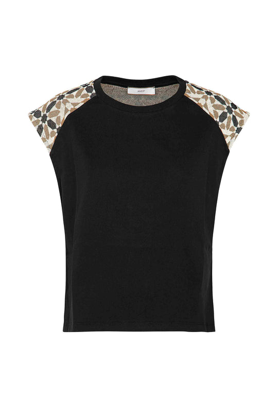 T-shirt AKEP smanicata con spallone jacquard