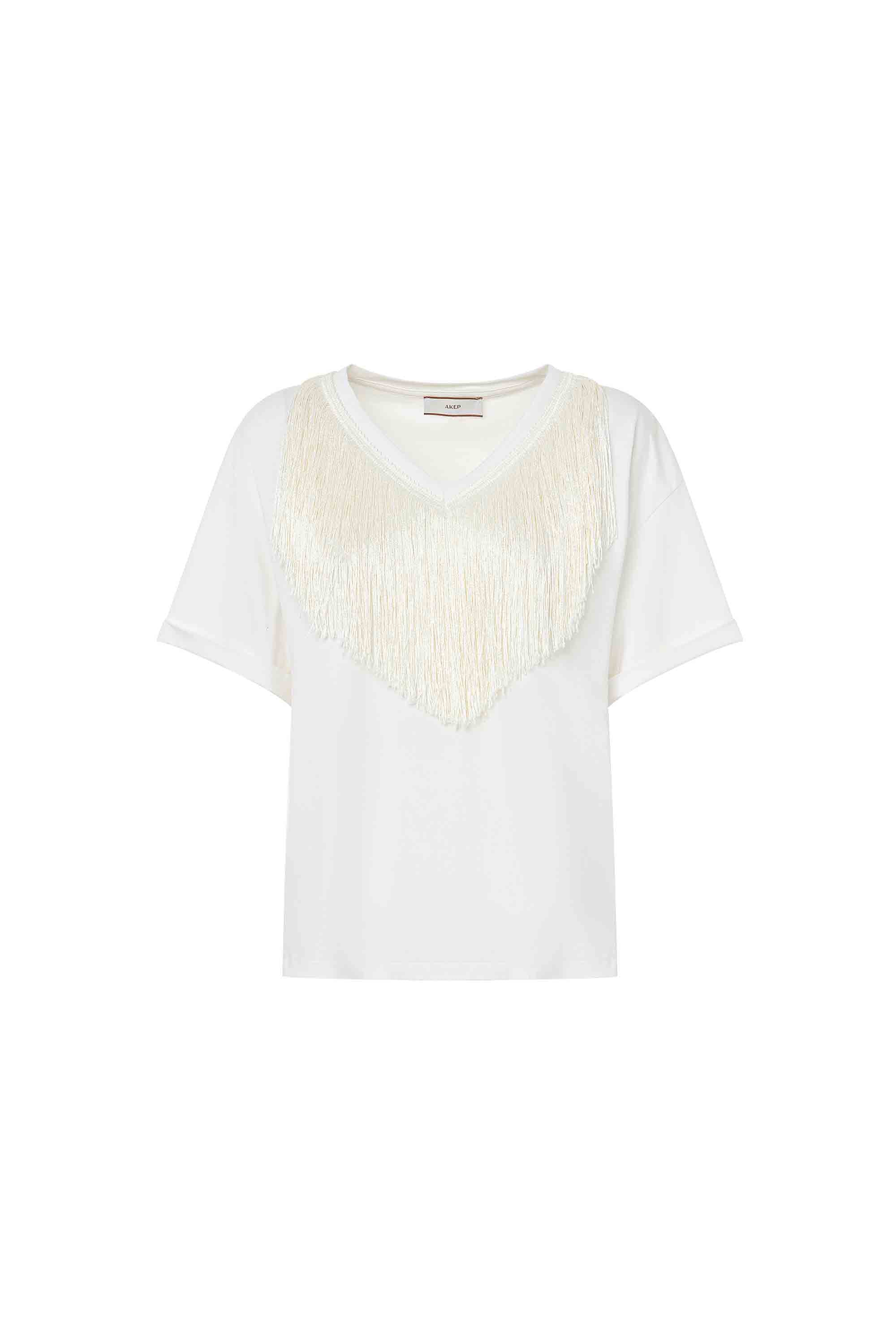 T-shirt con inserto in maglia AKEP
