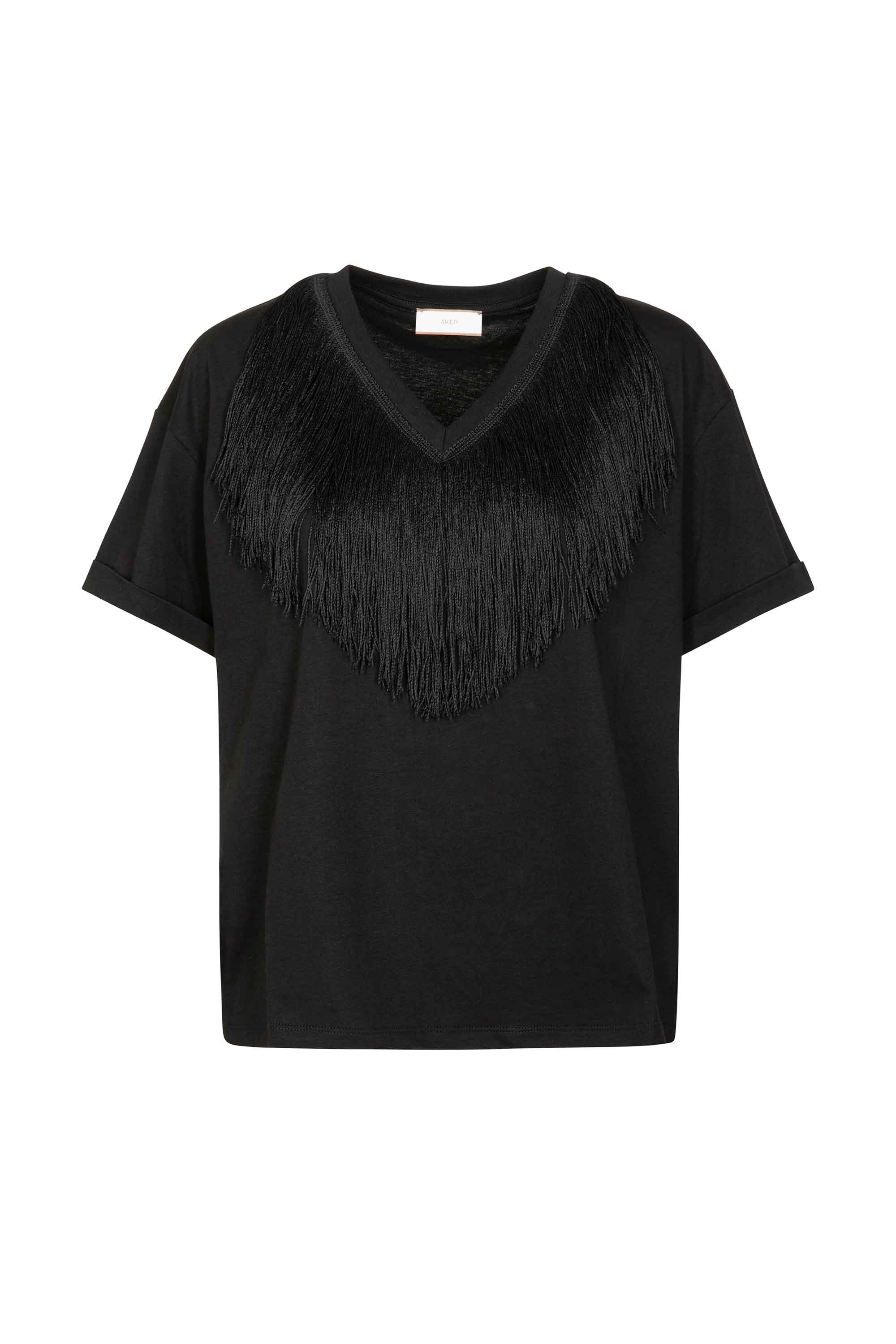 T-shirt con inserto in maglia AKEP