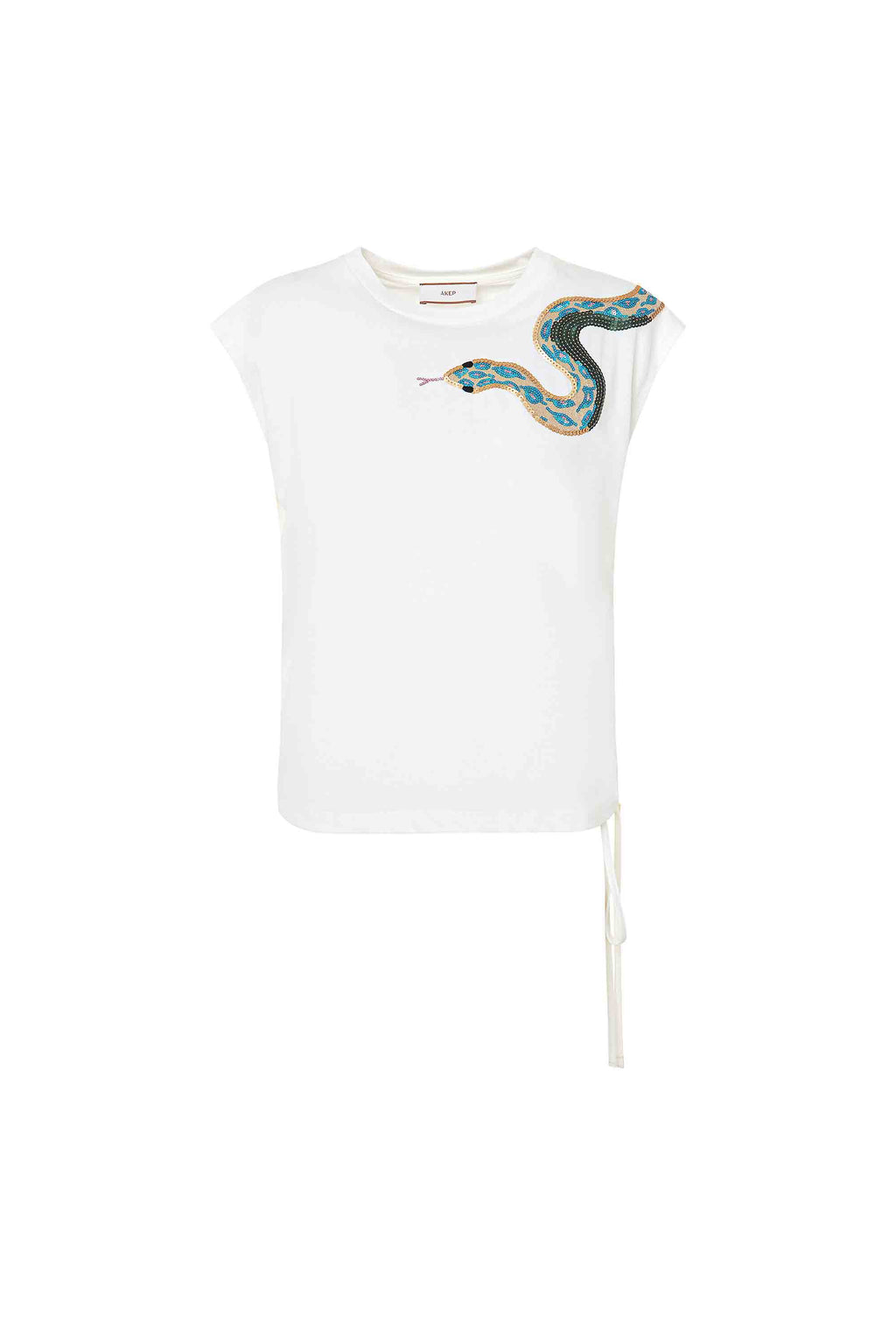 Top smanicato con applicazione paillettes AKEP