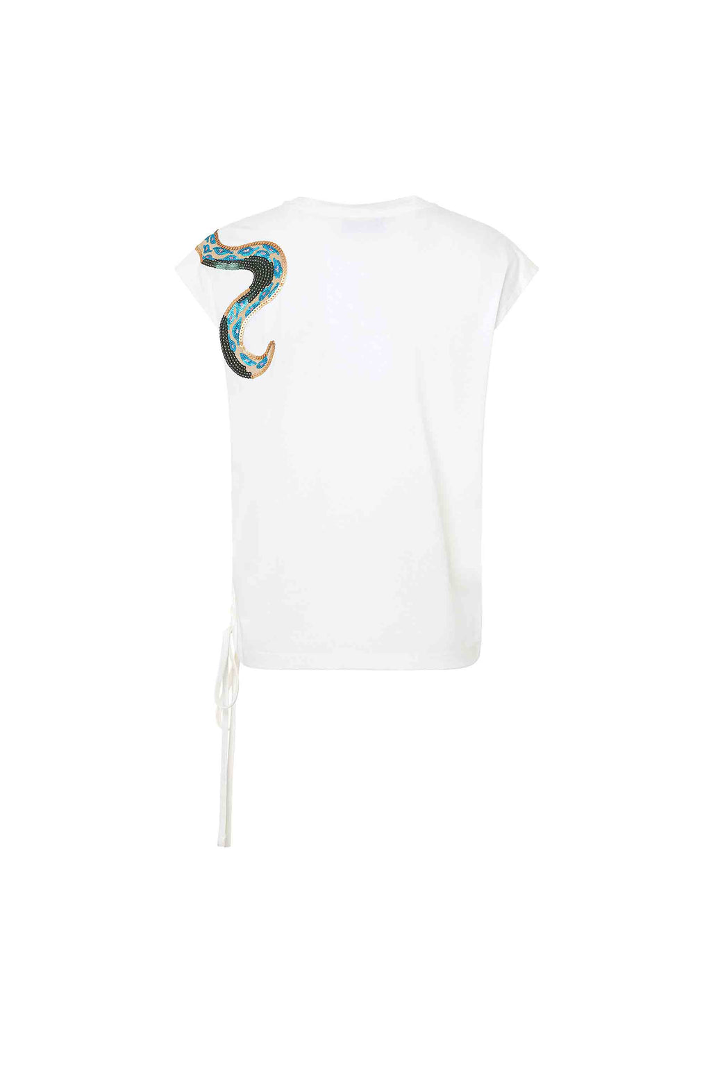 Top smanicato con applicazione paillettes AKEP
